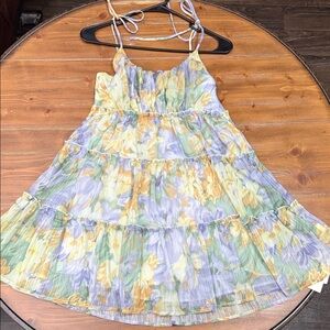 Commense Floral Mini Dress in Yellow and Purple